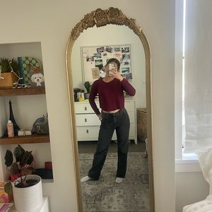 Maroon/Red Long Sleeve Shirt Gap Teen Size Ten Cropped